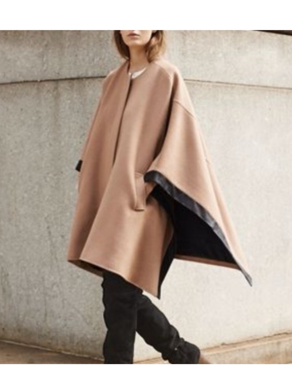 Club Monaco wool Leather trimmed Poncho